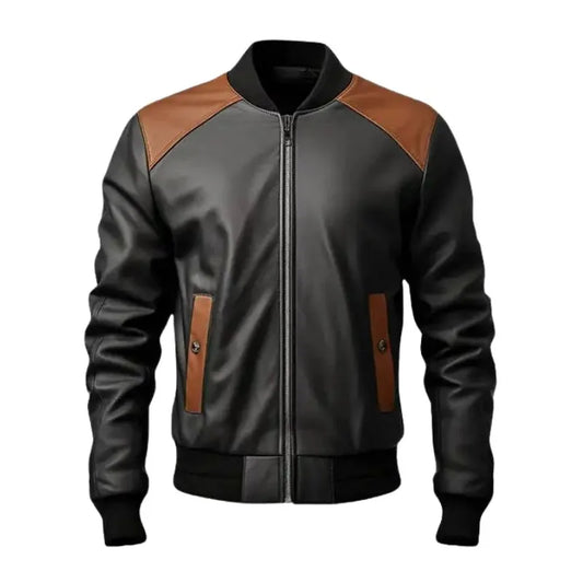 Men’s Two tone Leather Bomber Jacket
