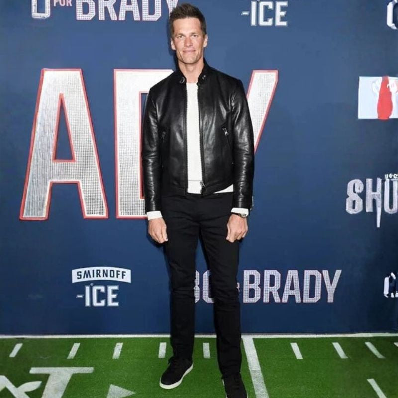 80 for Brady Tom Brady Black Leather Jacket