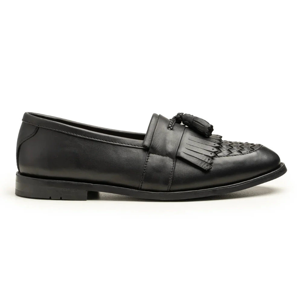 Carlos Black Tassel Loafer Mens | Handmade
