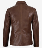Men’s Distressed Brown Leather Biker Jacket