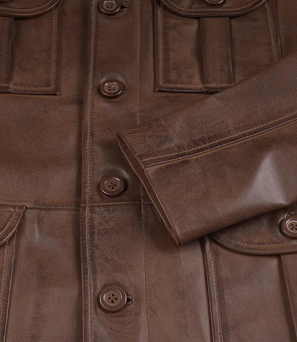 Men’s Distressed Brown Leather Biker Jacket