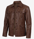 Men’s Distressed Brown Leather Biker Jacket