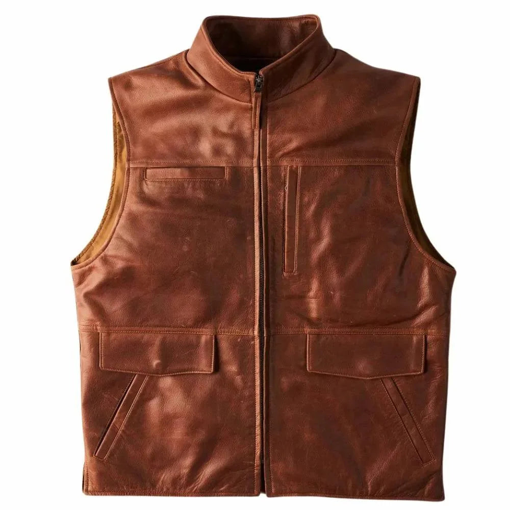 Mens Brown Leather Vest