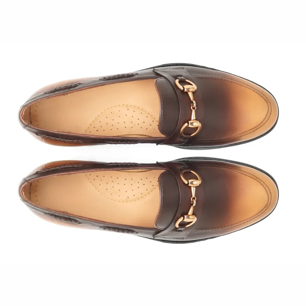 Classic Two tone Brown Leather Loafers | Handmade