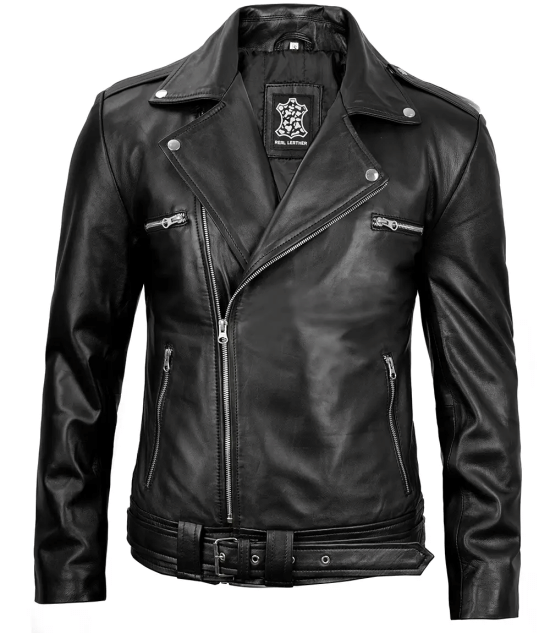 Men’s Classic Black Biker Leather Jacket