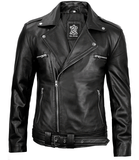 Men’s Classic Black Biker Leather Jacket