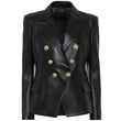 Kim Double Breasted Black Leather Blazer Women’s
