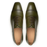 Mens Green Oxford Leather Shoes | Handmade