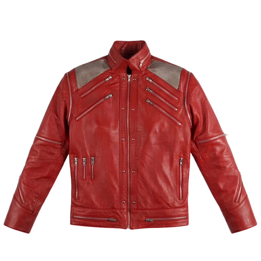 Michael Jackson Beat It Red Leather Jacket Detachable Sleeve