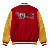 Michael Jackson Thriller Varsity Jacket  Retro Red Yellow Letterman