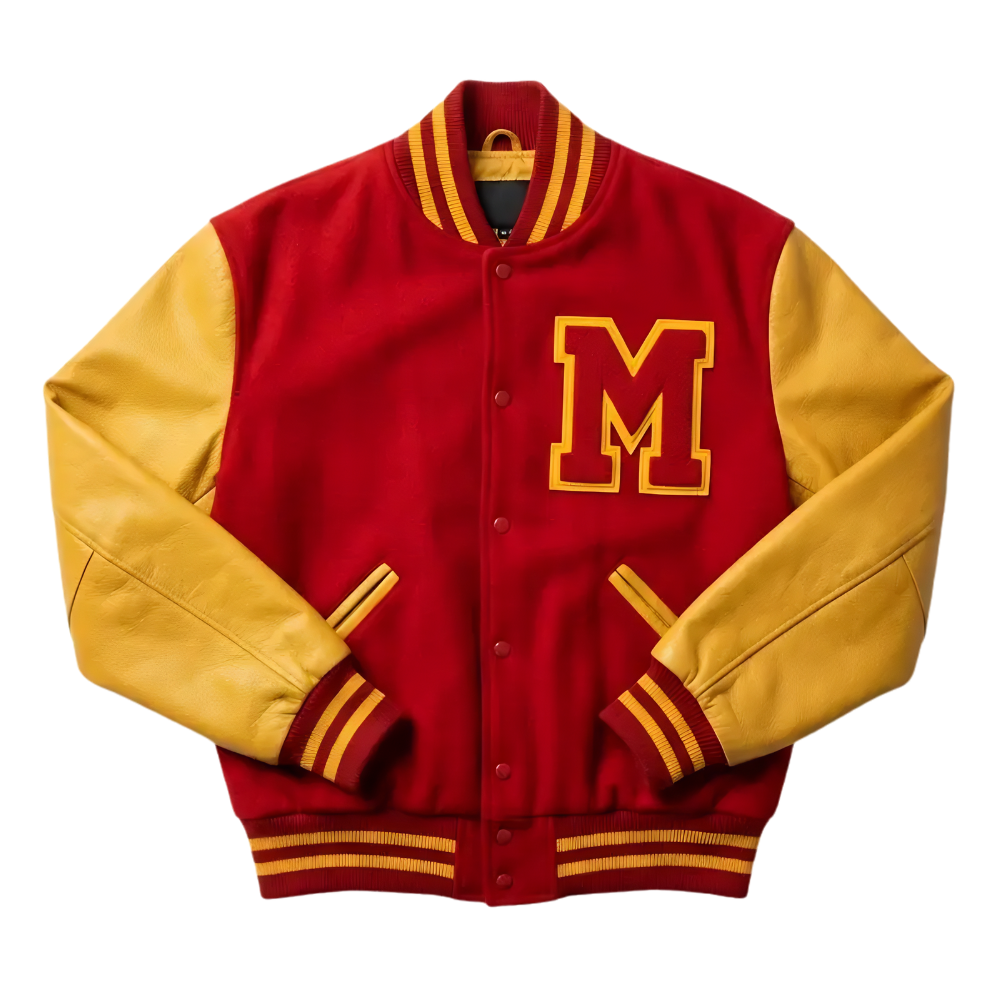 Michael Jackson Thriller Varsity Jacket  Retro Red Yellow Letterman