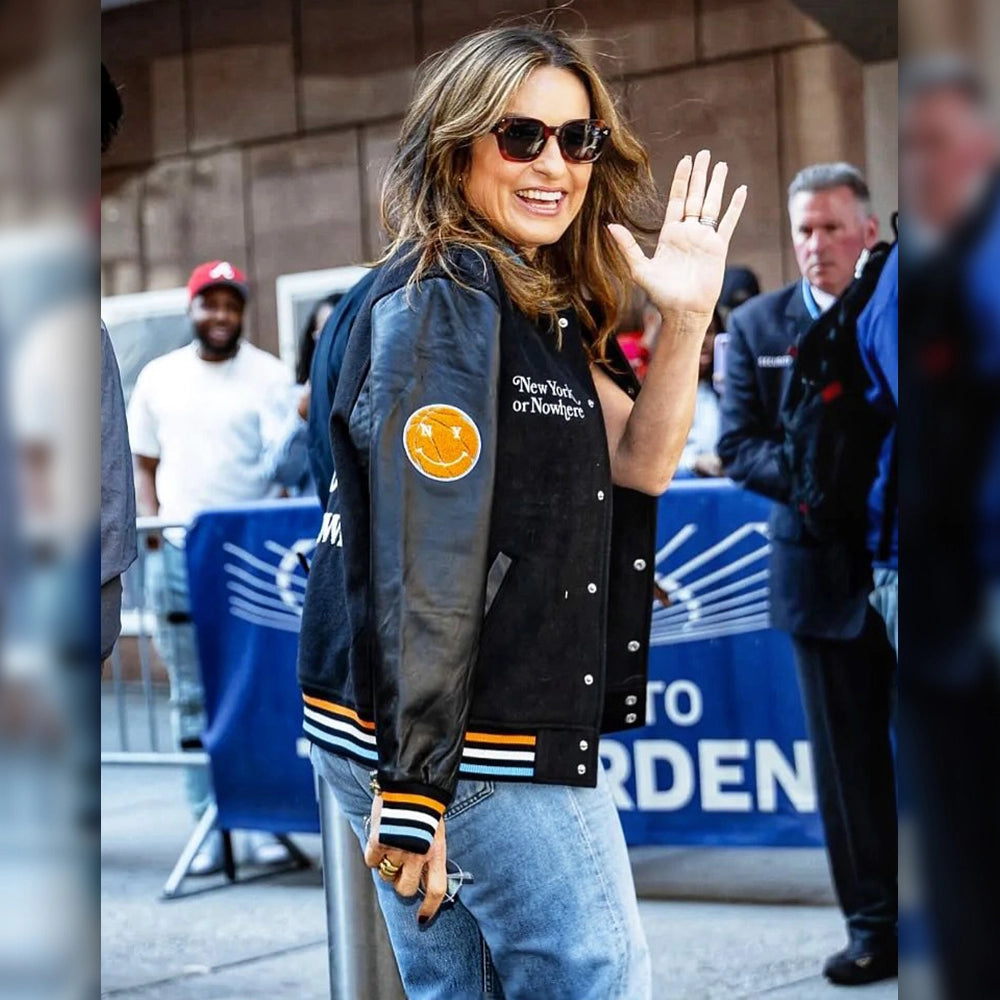 Mariska Hargitay New York Knicks Black Varsity Jacket