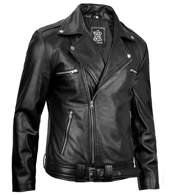 Men’s Classic Black Biker Leather Jacket