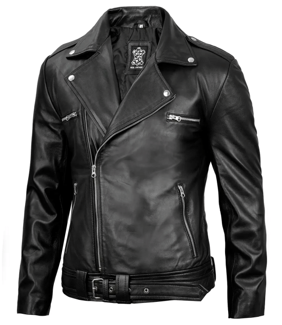 Men’s Classic Black Biker Leather Jacket