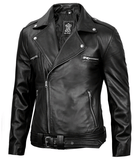 Men’s Classic Black Biker Leather Jacket