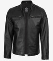 Mens Black Classic Cafe Racer Leather Jacket