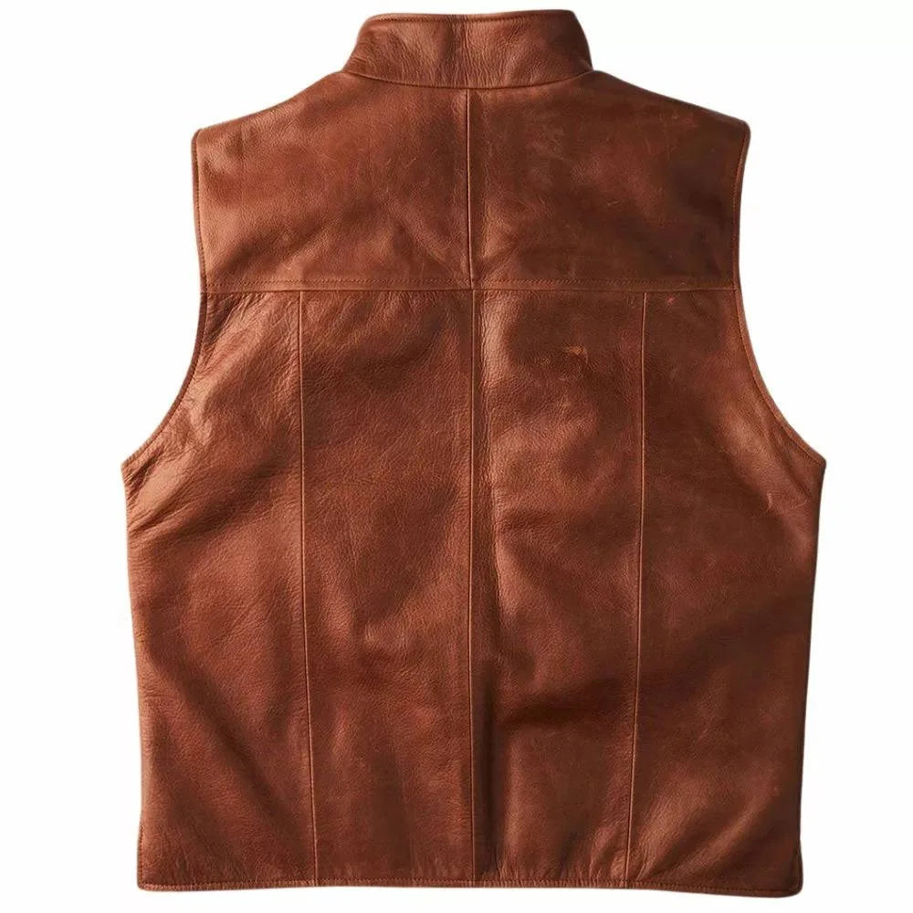 Mens Brown Leather Vest