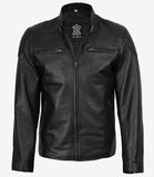 Mens Black Classic Cafe Racer Leather Jacket