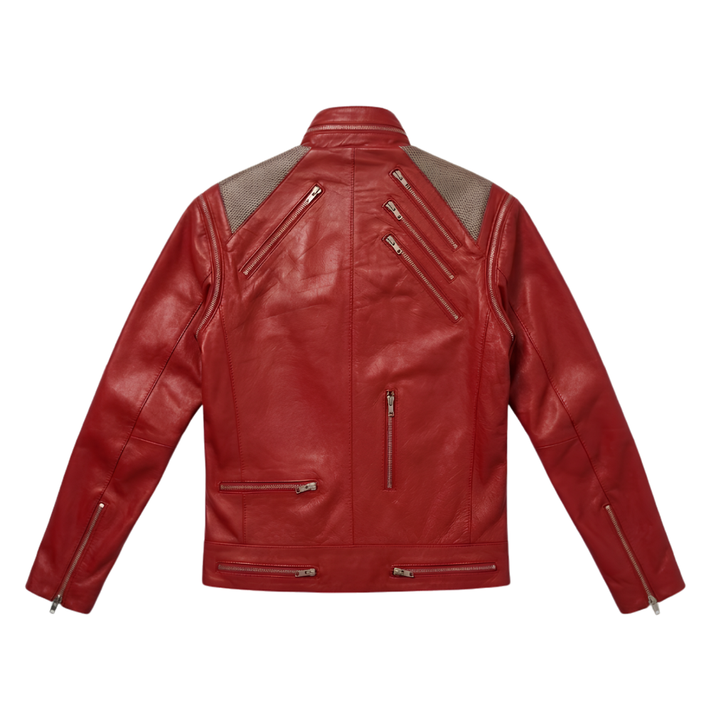 Michael Jackson Beat It Red Leather Jacket Detachable Sleeve