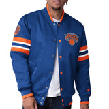 New York Knicks Starter Blue and Orange Satin Varsity Jacket
