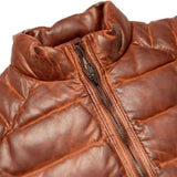 Mens Real Quilted Brown Leather Biker Vest