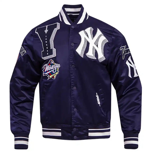 Blue NY Yankees Mashup Satin Jacket